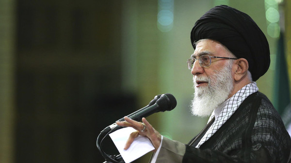 In this picture released by an official website of the office of the Iranian supreme leader on Saturday, May 16, 2015, Supreme Leader Ayatollah Ali Khamenei speaks in a meeting in Tehran, Iran.  Iran's supreme leader said Saturday the U.S. only is pursuing its own interests amid worries about safety in the waterways of the Persian Gulf, just after U.S. President Barack Obama hosted Arab leaders at Camp David to assuage their security concerns. (Office of the Iranian Supreme Leader via AP)