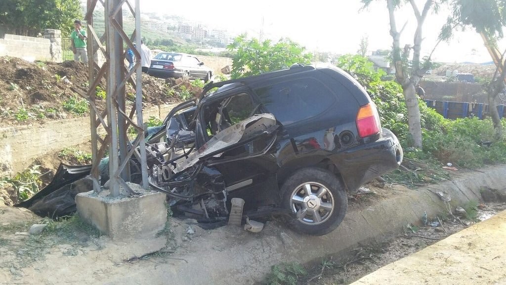 سيارة عائلة غدير مرتضى بعد الحادثة 
